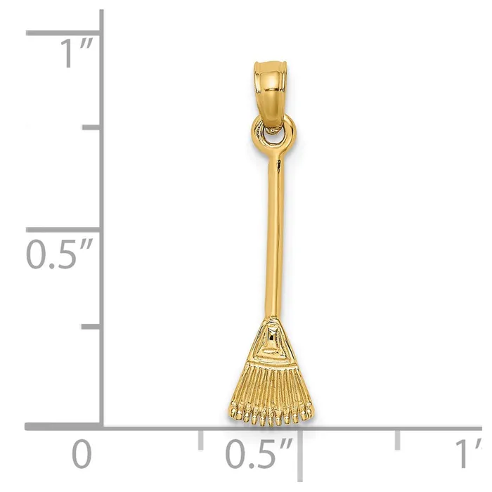 Charm Necklaces Qgold 14k Yellow Gold 53 mm 3D Leaf Rake Garden Tool Charm 042 grams Charm Necklaces Qgold 14k Yellow Gold 53 mm 3D Leaf Rake Garden Tool Charm 042 grams