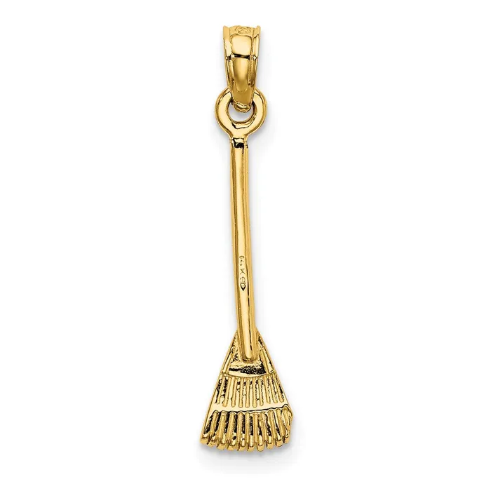 Charm Necklaces Qgold 14k Yellow Gold 53 mm 3D Leaf Rake Garden Tool Charm 042 grams Charm Necklaces Qgold 14k Yellow Gold 53 mm 3D Leaf Rake Garden Tool Charm 042 grams