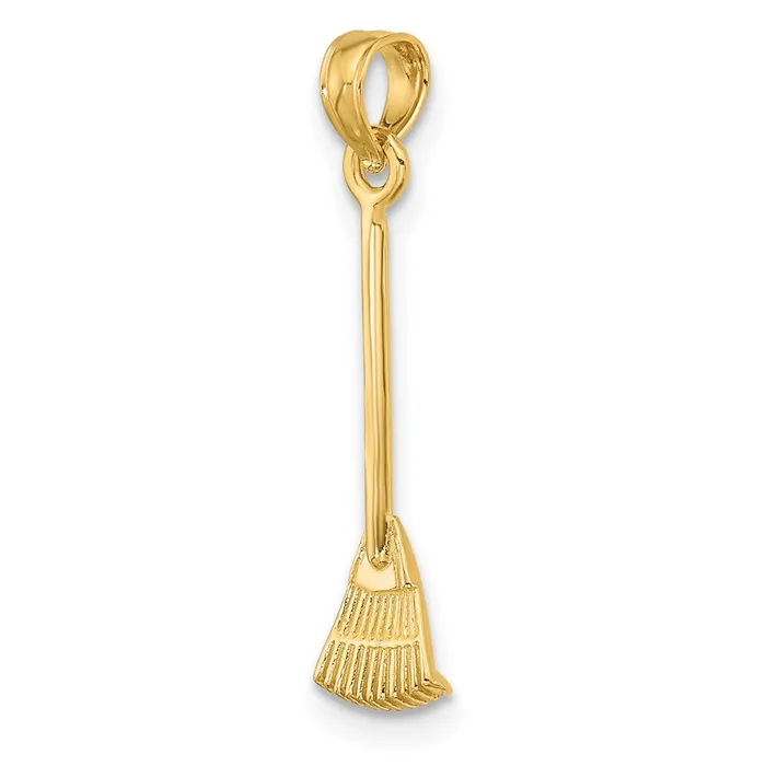 Charm Necklaces Qgold 14k Yellow Gold 53 mm 3D Leaf Rake Garden Tool Charm 042 grams Charm Necklaces Qgold 14k Yellow Gold 53 mm 3D Leaf Rake Garden Tool Charm 042 grams