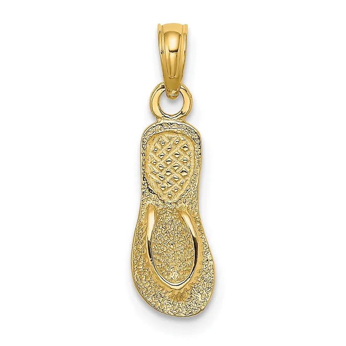 Charm Necklaces Qgold 14k Yellow Gold 61 mm Textured Straps Single FlipFlop Charm 09 grams Charm Necklaces Qgold 14k Yellow Gold 61 mm Textured Straps Single FlipFlop Charm 09 grams