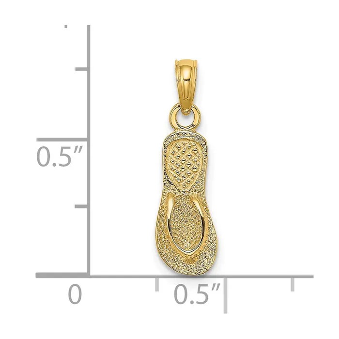 Charm Necklaces Qgold 14k Yellow Gold 61 mm Textured Straps Single FlipFlop Charm 09 grams Charm Necklaces Qgold 14k Yellow Gold 61 mm Textured Straps Single FlipFlop Charm 09 grams