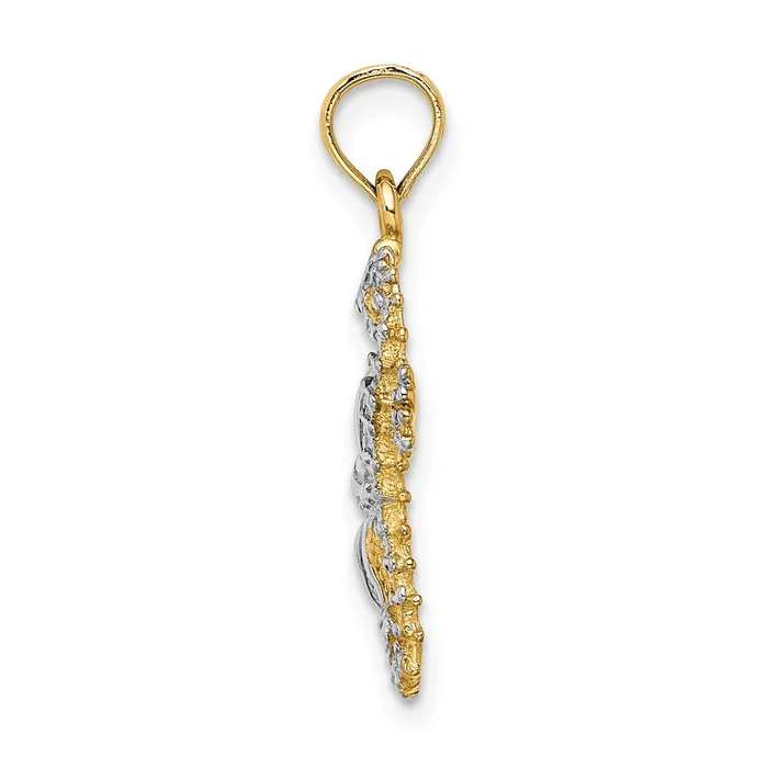 Charm Necklaces Qgold 14k Yellow Rhodium 147 mm Starfish and Seahorse Charm 128 grams Charm Necklaces Qgold 14k Yellow Rhodium 147 mm Starfish and Seahorse Charm 128 grams