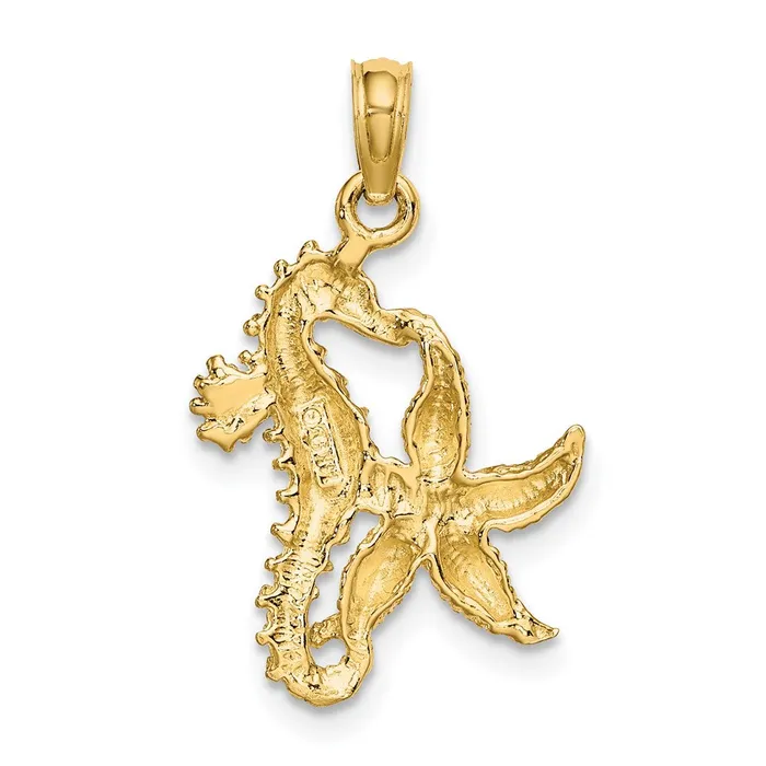 Charm Necklaces Qgold 14k Yellow Rhodium 147 mm Starfish and Seahorse Charm 128 grams Charm Necklaces Qgold 14k Yellow Rhodium 147 mm Starfish and Seahorse Charm 128 grams