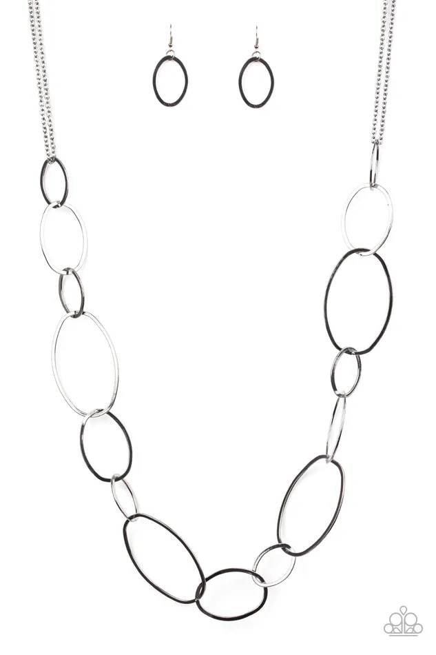 City Circuit Paparazzi Black Gunmetal Asymmetrical Hoop Necklace Paparazzi Accessories Necklaces City Circuit Paparazzi Black Gunmetal Asymmetrical Hoop Necklace Paparazzi Accessories Necklaces
