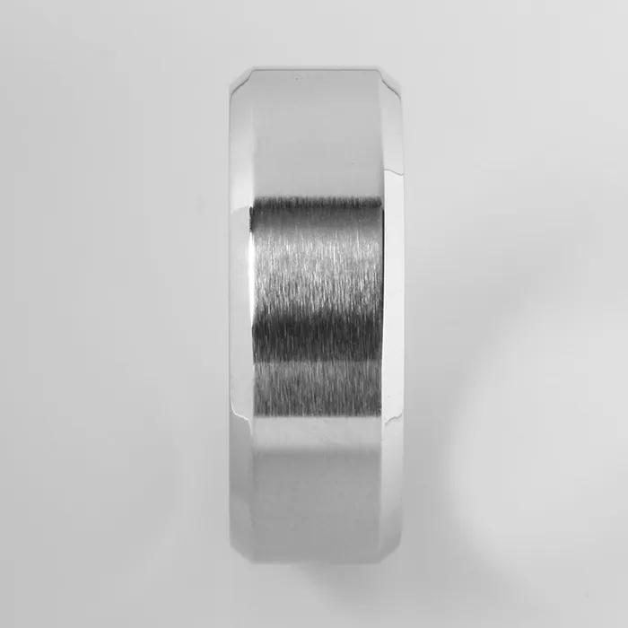 Cobalt Beveled Edge Brushed Wedding Ring 8mm Nakoa Rings Cobalt Beveled Edge Brushed Wedding Ring 8mm Nakoa Rings
