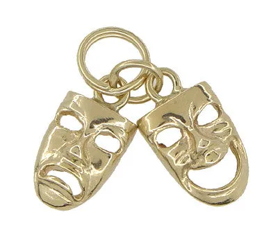 Comedy and Tragedy Charm Masks Duo in 14 Karat Gold Antique Jewelry Mall Charm Necklaces