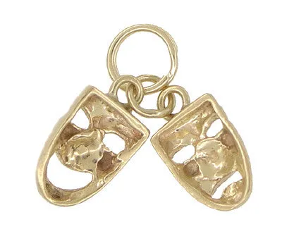 Comedy and Tragedy Charm Masks Duo in 14 Karat Gold Antique Jewelry Mall Charm Necklaces Comedy and Tragedy Charm Masks Duo in 14 Karat Gold Antique Jewelry Mall Charm Necklaces