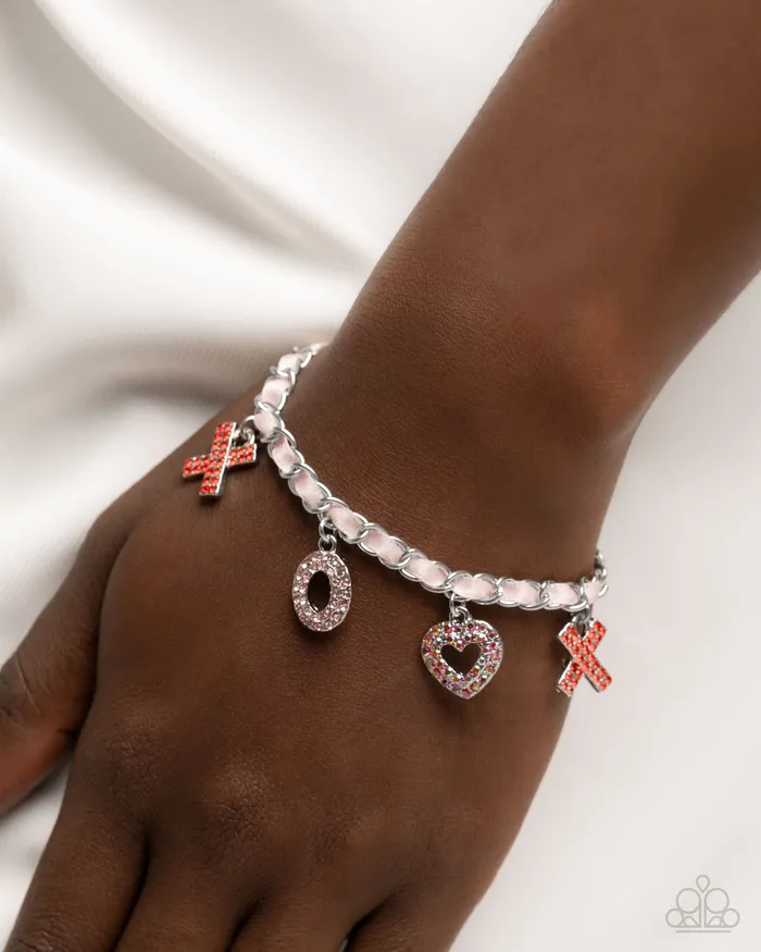 Complete Look Courting Change Bracelet and XOXO Stream Red Pink White Valentines 2Piece Set Paparazzi Paparazzi Accessories Bracelets
