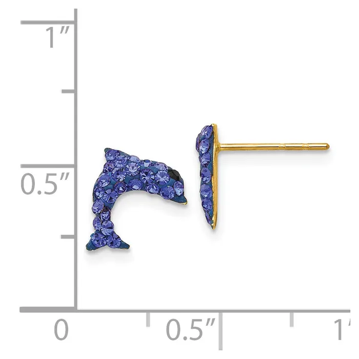 Crystal Blue Dolphin Post Earrings Qgold Earrings