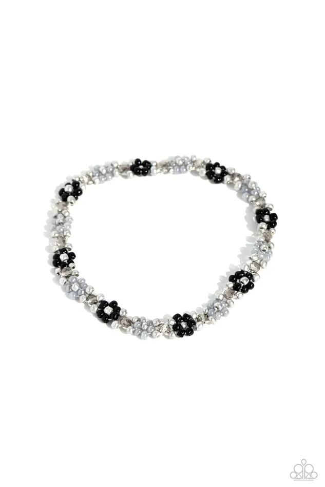DeepSeeded Dimension Black and Gray Seed Bead Stretchy Bracelet Paparazzi Paparazzi Accessories Bracelets