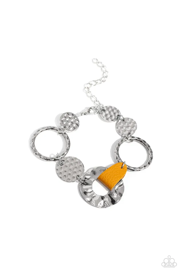 Desert Scraps Yellow Leather Silver Bracelet Paparazzi Paparazzi Accessories Bracelets Desert Scraps Yellow Leather Silver Bracelet Paparazzi Paparazzi Accessories Bracelets