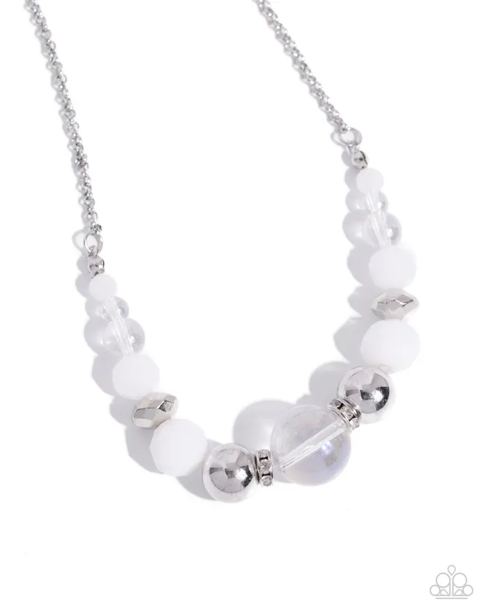Disco Date White and Silver Bead Short Necklace Paparazzi Paparazzi Accessories Necklaces Disco Date White and Silver Bead Short Necklace Paparazzi Paparazzi Accessories Necklaces
