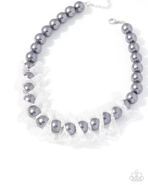 Distinguished Desire Silver Pearl White Lace Short Necklace Paparazzi Paparazzi Accessories Necklaces Distinguished Desire Silver Pearl White Lace Short Necklace Paparazzi Paparazzi Accessories Necklaces