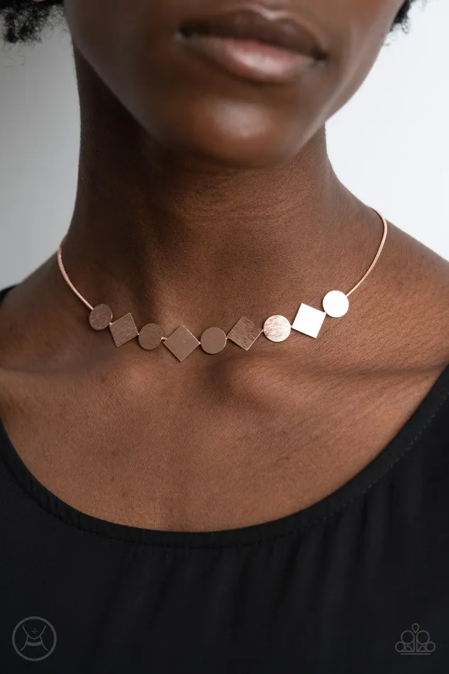 Dont Get Bent Out Of Shape Copper Geometric Choker Necklace Paparazzi Paparazzi Accessories Necklaces