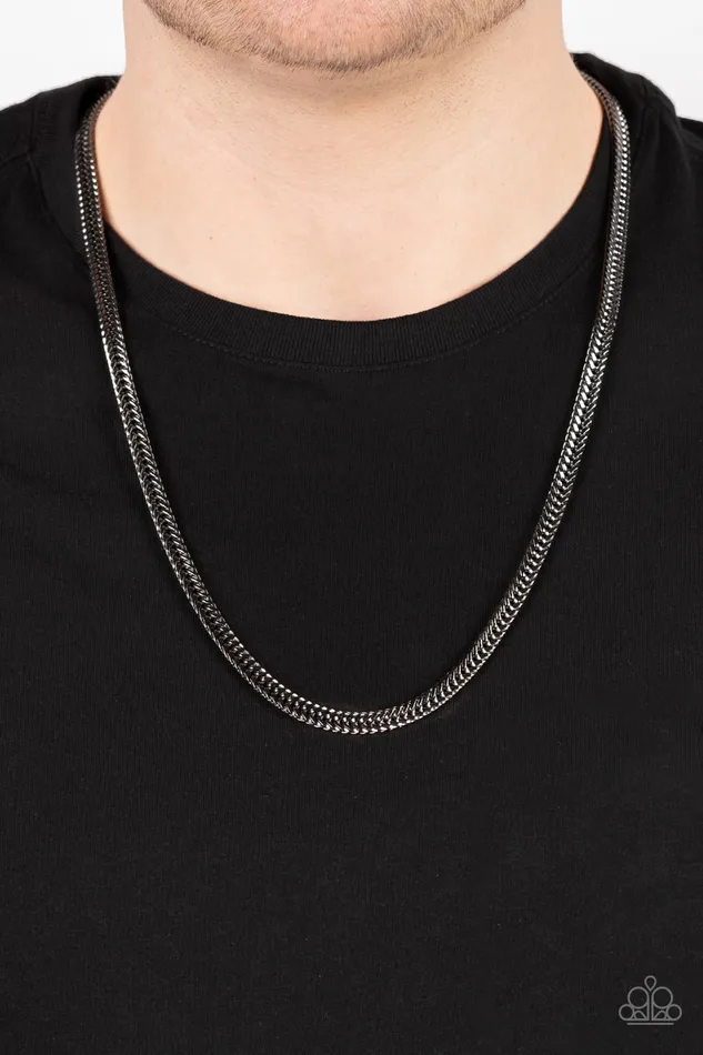 Downtown Defender Black Gunmetal Urban Necklace Paparazzi Paparazzi Accessories Necklaces
