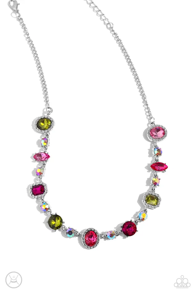 Dramatic Debut Multi Color Gem Silver Choker Necklace Paparazzi Paparazzi Accessories Necklaces Dramatic Debut Multi Color Gem Silver Choker Necklace Paparazzi Paparazzi Accessories Necklaces
