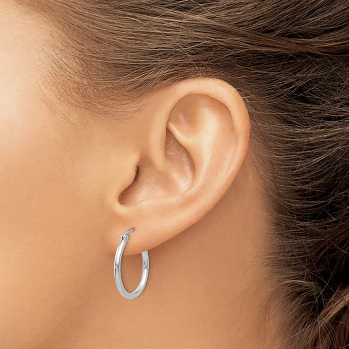Earrings 10k White Gold 2084 mm Tube Hoop Earrings 113 grams Qgold Earrings 10k White Gold 2084 mm Tube Hoop Earrings 113 grams Qgold