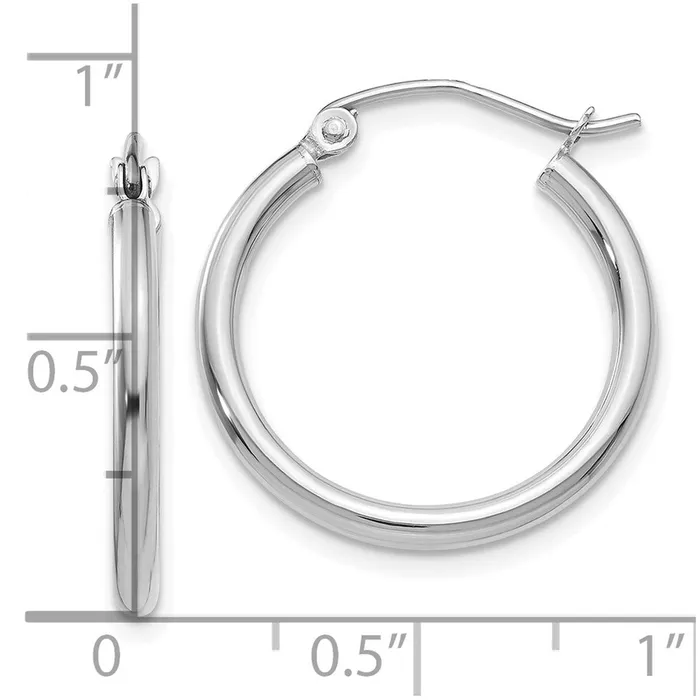 Earrings 10k White Gold 2084 mm Tube Hoop Earrings 113 grams Qgold Earrings 10k White Gold 2084 mm Tube Hoop Earrings 113 grams Qgold