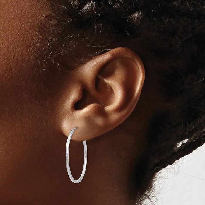Earrings 10k White Gold 26 mm Polished Endless Hoop Earrings 092 grams Qgold Earrings 10k White Gold 26 mm Polished Endless Hoop Earrings 092 grams Qgold