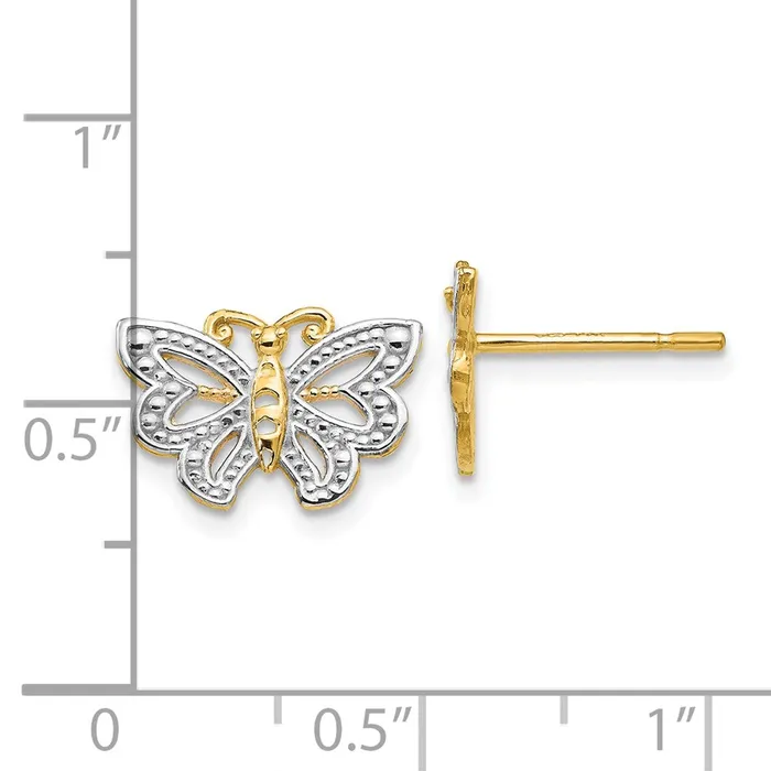 Earrings 10k Yellow wRhodium 12 mm Butterfly Post Earrings 148 grams Qgold Earrings 10k Yellow wRhodium 12 mm Butterfly Post Earrings 148 grams Qgold