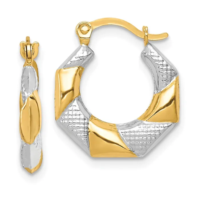 Earrings 10k Yellow wRhodium 15 mm Scalloped Hollow Hoop Earrings 054 grams Qgold Earrings 10k Yellow wRhodium 15 mm Scalloped Hollow Hoop Earrings 054 grams Qgold