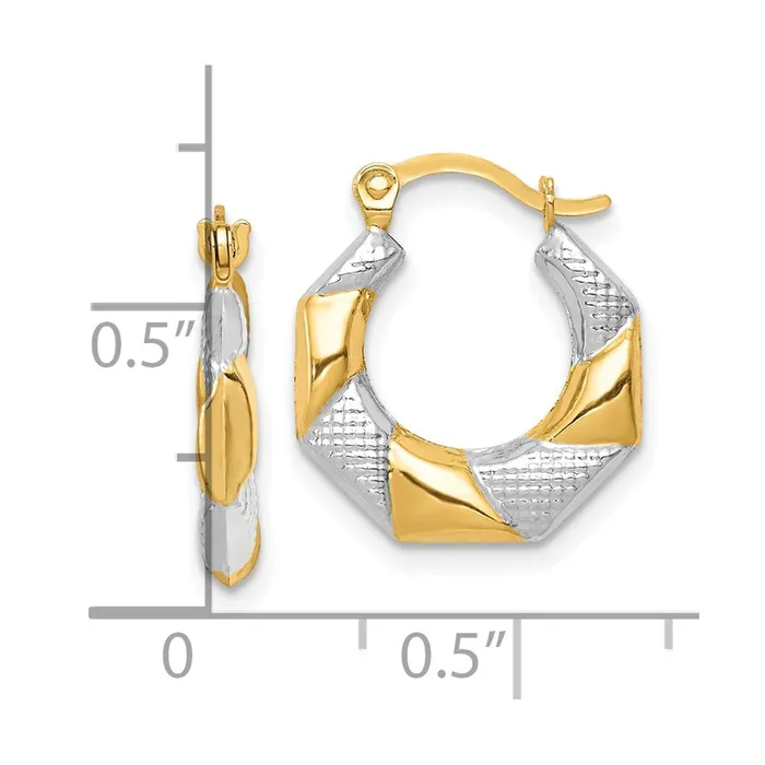 Earrings 10k Yellow wRhodium 15 mm Scalloped Hollow Hoop Earrings 054 grams Qgold Earrings 10k Yellow wRhodium 15 mm Scalloped Hollow Hoop Earrings 054 grams Qgold