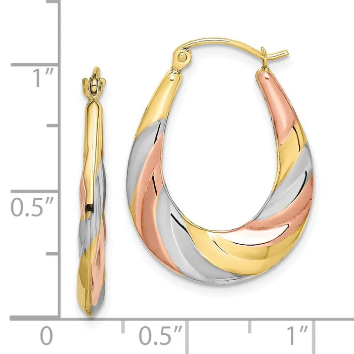 Earrings 10k Yellow wRhodium 20 mm Oval Scalloped Hollow Hoop Earrings 111 grams Qgold Earrings 10k Yellow wRhodium 20 mm Oval Scalloped Hollow Hoop Earrings 111 grams Qgold
