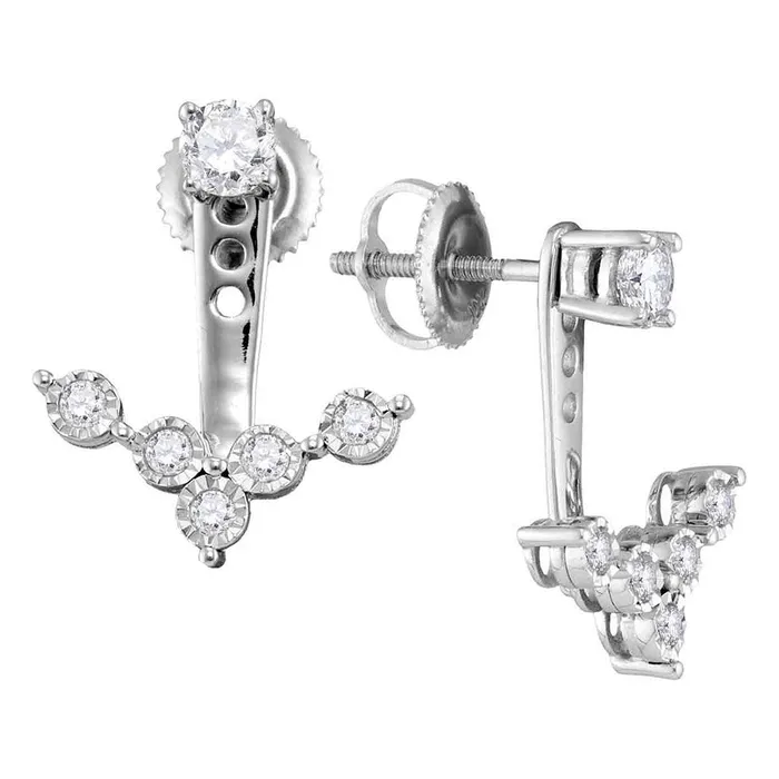 Earrings 10Kt White Gold Womens Round Diamond Earring Jacket Studs 58 Cttw 193 grams GND Earrings 10Kt White Gold Womens Round Diamond Earring Jacket Studs 58 Cttw 193 grams GND