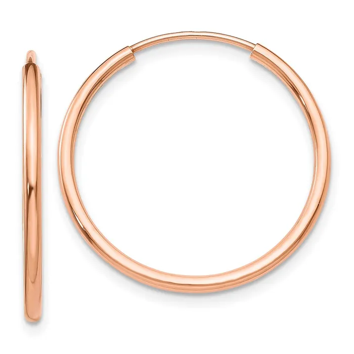 Earrings 14k Rose Gold 23 mm Polished Endless Tube Hoop Earrings 088 grams Qgold Earrings 14k Rose Gold 23 mm Polished Endless Tube Hoop Earrings 088 grams Qgold