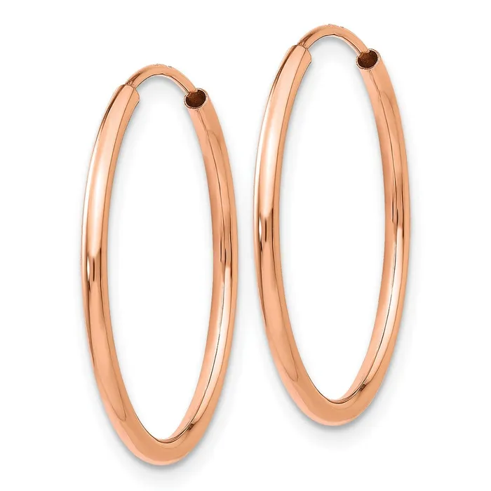 Earrings 14k Rose Gold 23 mm Polished Endless Tube Hoop Earrings 088 grams Qgold Earrings 14k Rose Gold 23 mm Polished Endless Tube Hoop Earrings 088 grams Qgold