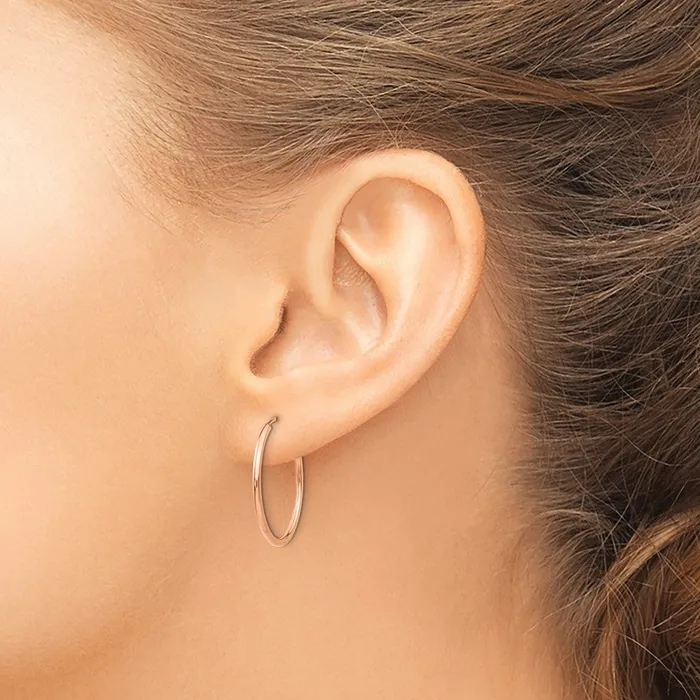 Earrings 14k Rose Gold 23 mm Polished Endless Tube Hoop Earrings 088 grams Qgold Earrings 14k Rose Gold 23 mm Polished Endless Tube Hoop Earrings 088 grams Qgold