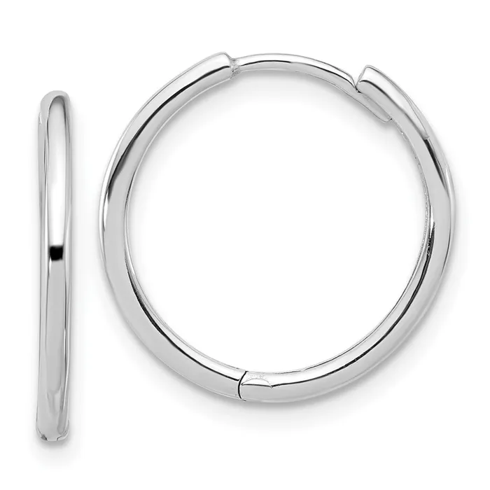 Earrings 14k White Gold 18 mm Polished Hinged Hoop Earrings 186 grams Qgold Earrings 14k White Gold 18 mm Polished Hinged Hoop Earrings 186 grams Qgold