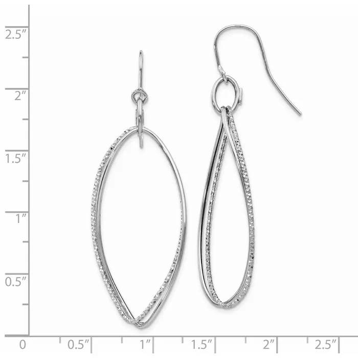 Earrings 14k White Gold 20 mm Textured Twisted Dangle Shepherd Hook Earrings 16 grams Qgold Earrings 14k White Gold 20 mm Textured Twisted Dangle Shepherd Hook Earrings 16 grams Qgold