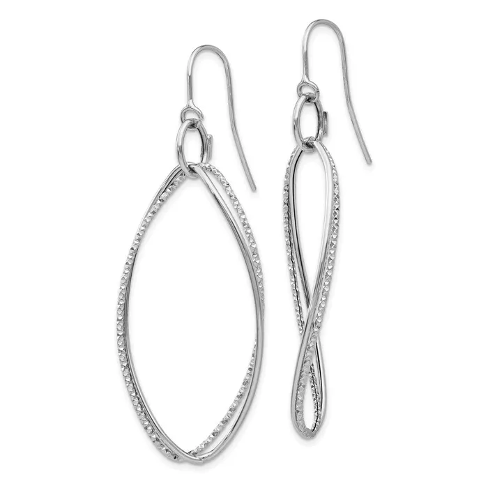 Earrings 14k White Gold 20 mm Textured Twisted Dangle Shepherd Hook Earrings 16 grams Qgold Earrings 14k White Gold 20 mm Textured Twisted Dangle Shepherd Hook Earrings 16 grams Qgold