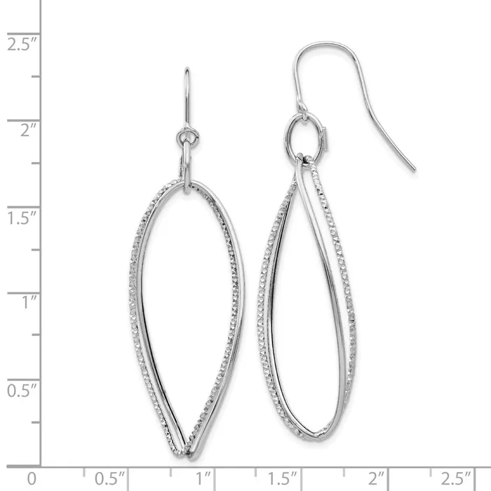 Earrings 14k White Gold 20 mm Textured Twisted Dangle Shepherd Hook Earrings 16 grams Qgold Earrings 14k White Gold 20 mm Textured Twisted Dangle Shepherd Hook Earrings 16 grams Qgold
