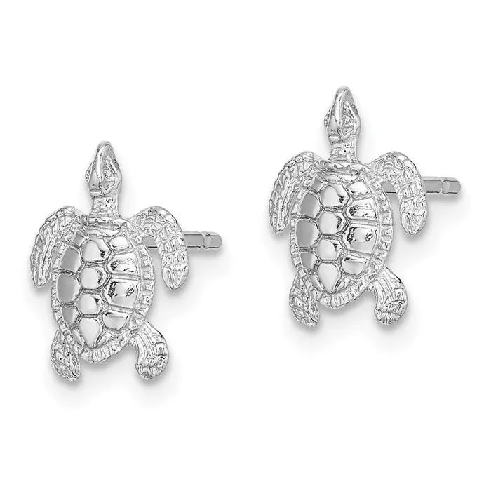 Earrings 14k White Gold 86 mm Polished Textured Sea Turtle Post Earrings 141 grams Qgold Earrings 14k White Gold 86 mm Polished Textured Sea Turtle Post Earrings 141 grams Qgold
