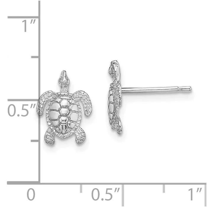 Earrings 14k White Gold 86 mm Polished Textured Sea Turtle Post Earrings 141 grams Qgold Earrings 14k White Gold 86 mm Polished Textured Sea Turtle Post Earrings 141 grams Qgold