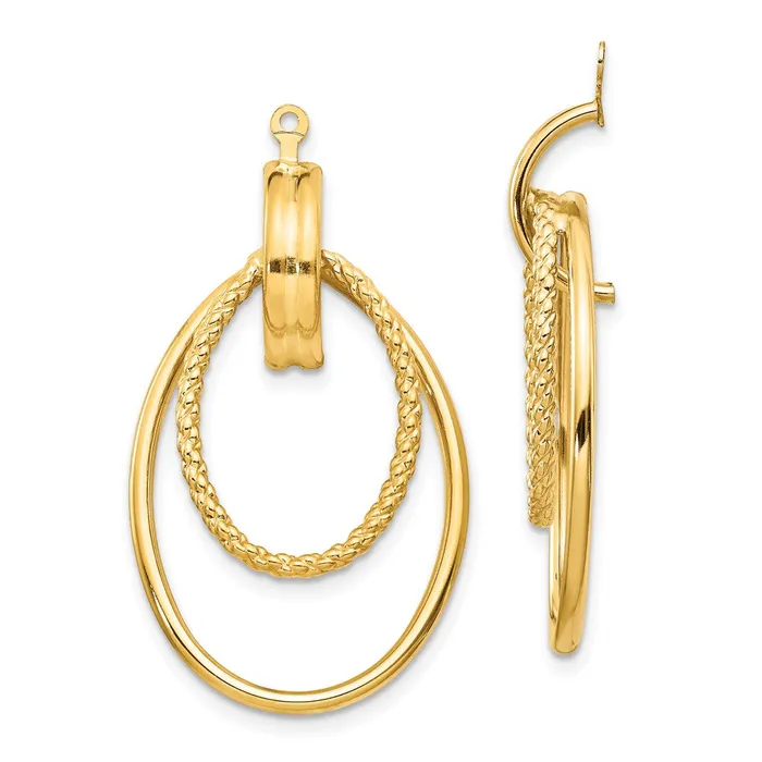Earrings 14k Yellow Gold 21 mm Polished Double Oval Earring Jackets 292 grams Qgold Earrings 14k Yellow Gold 21 mm Polished Double Oval Earring Jackets 292 grams Qgold