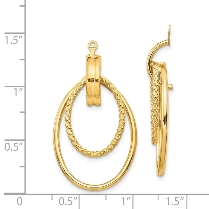 Earrings 14k Yellow Gold 21 mm Polished Double Oval Earring Jackets 292 grams Qgold Earrings 14k Yellow Gold 21 mm Polished Double Oval Earring Jackets 292 grams Qgold
