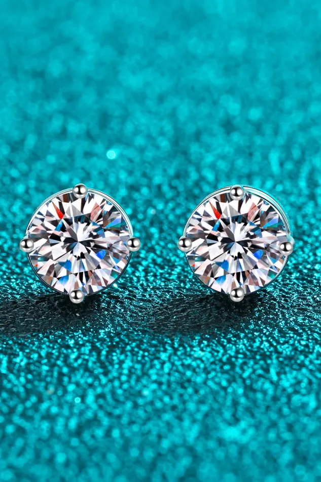 Earrings 2 Carat Moissanite RhodiumPlated Stud Earrings Trendsi