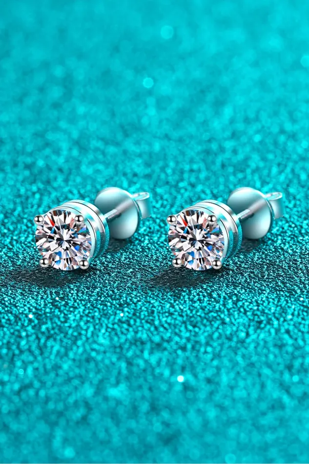 Earrings 2 Carat Moissanite RhodiumPlated Stud Earrings Trendsi