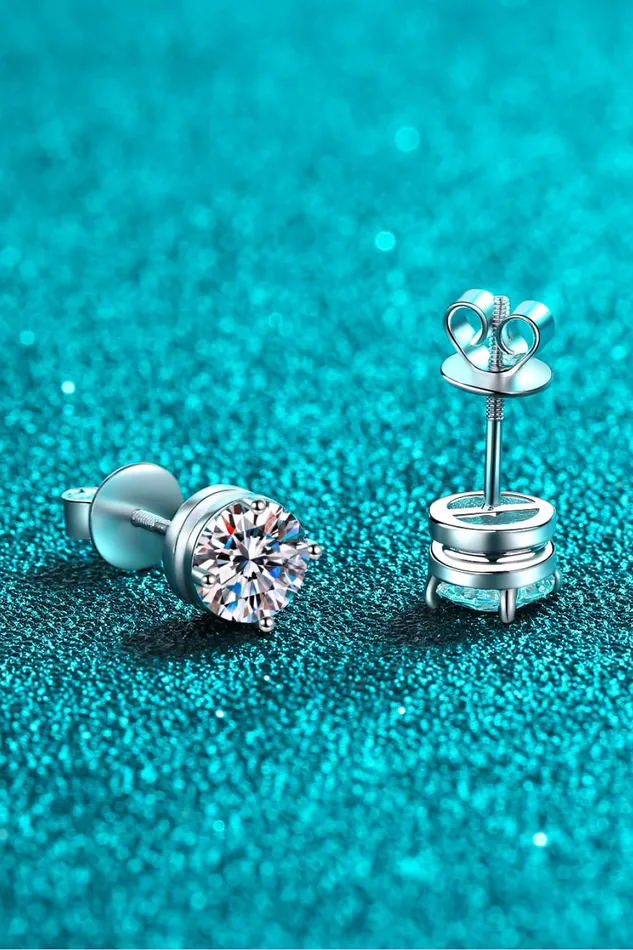 Earrings 2 Carat Moissanite RhodiumPlated Stud Earrings Trendsi
