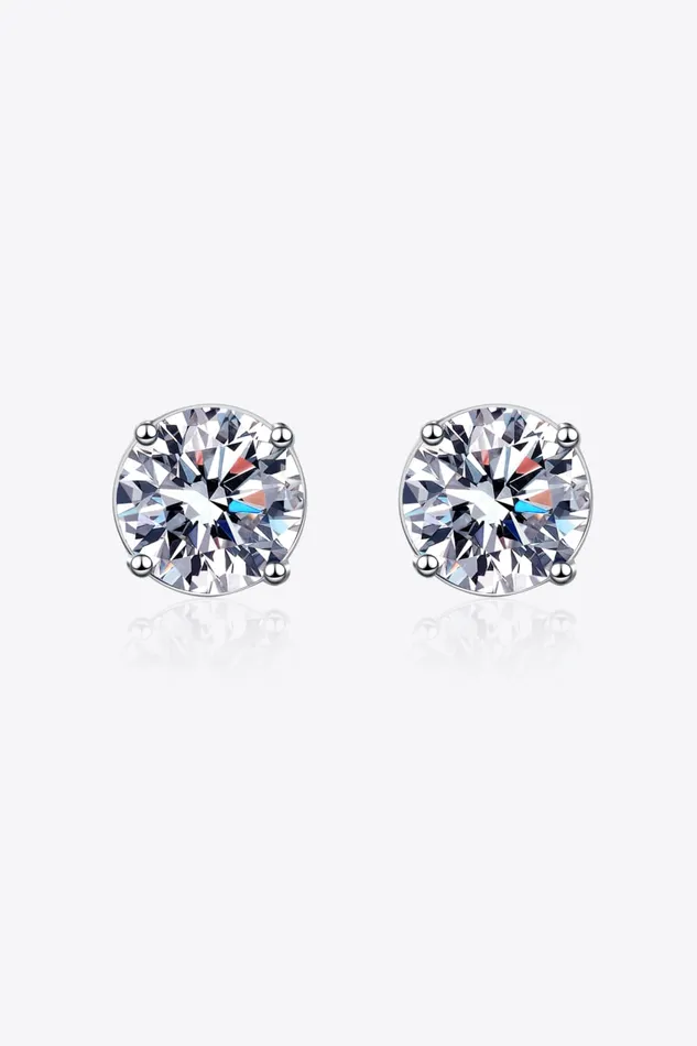 Earrings 2 Carat Moissanite RhodiumPlated Stud Earrings Trendsi