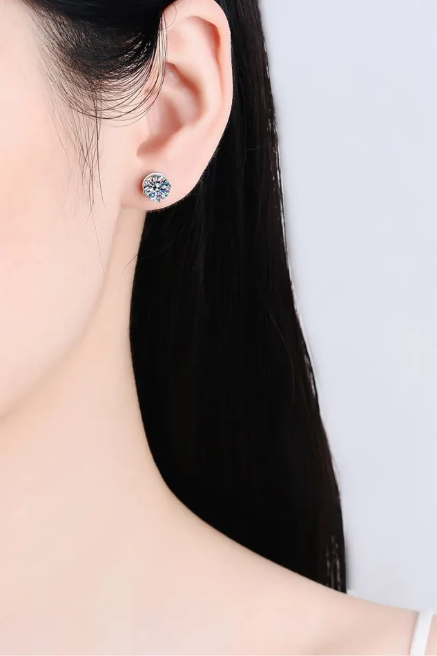 Earrings 2 Carat Moissanite RhodiumPlated Stud Earrings Trendsi