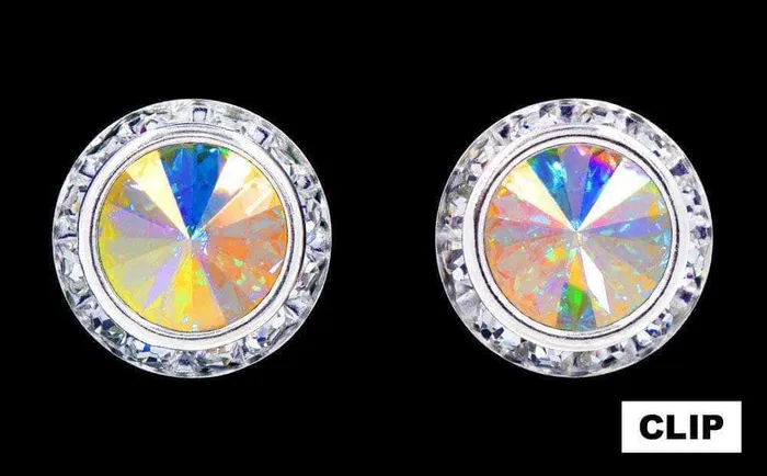 Earrings 4028 12537 AB 16mm Rondel with Rivoli Button Dance Earrings Clip