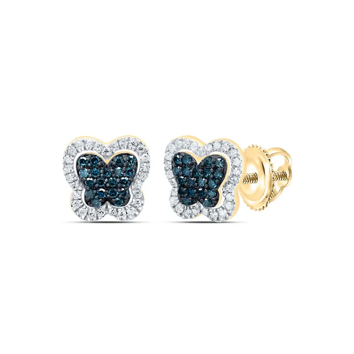 Earrings GND 13CtwDia P1 Gift Blue Diamond Butterfly Stud Earring