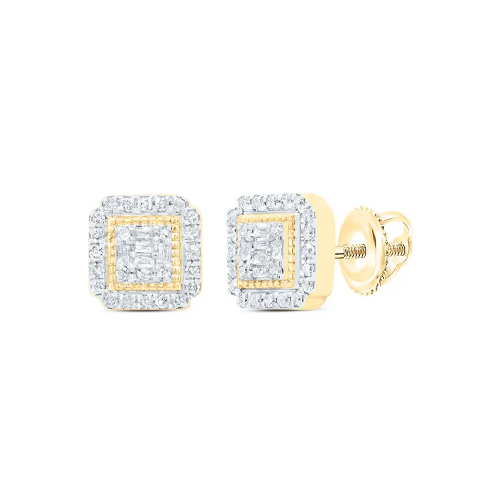 Earrings GND 10Kt Gold 15CtwDia P1 Gift Square Baguette Earring