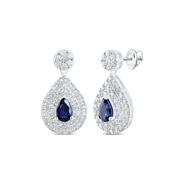 Earrings GND 14Kt Gold 1Ctw Dia Nk 6X4 Mm SappPear Fashion Pear Earring 5 grams Earrings GND 14Kt Gold 1Ctw Dia Nk 6X4 Mm SappPear Fashion Pear Earring 5 grams