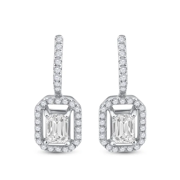 Earrings GND 14Kt White Gold 1 14CtDia Ana M 212CtEme Earring 207 grams Earrings GND 14Kt White Gold 1 14CtDia Ana M 212CtEme Earring 207 grams