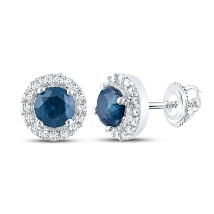 Earrings GND 34CtDia Cn Blue Diamond Round Earring 107 grams